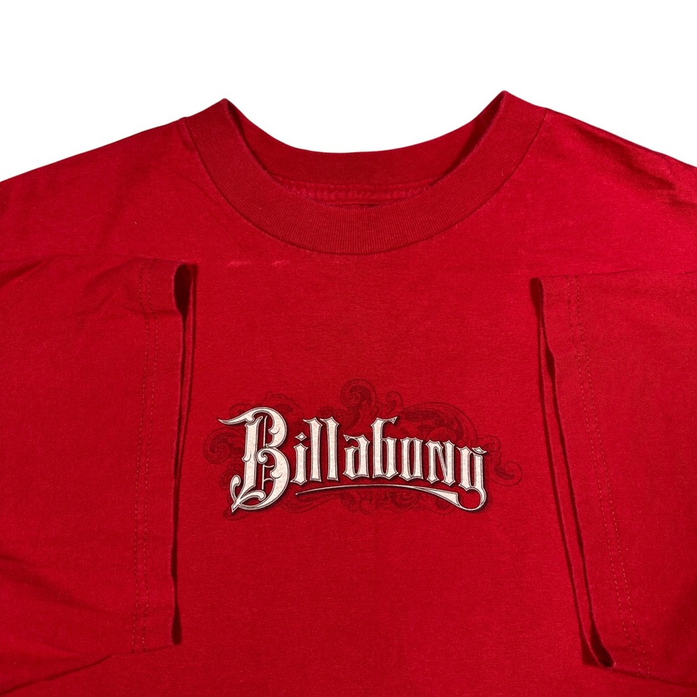 Y2K Billabong Mens Red Gothic Logo Graphic Short Sleeve T-Shirt Size XL